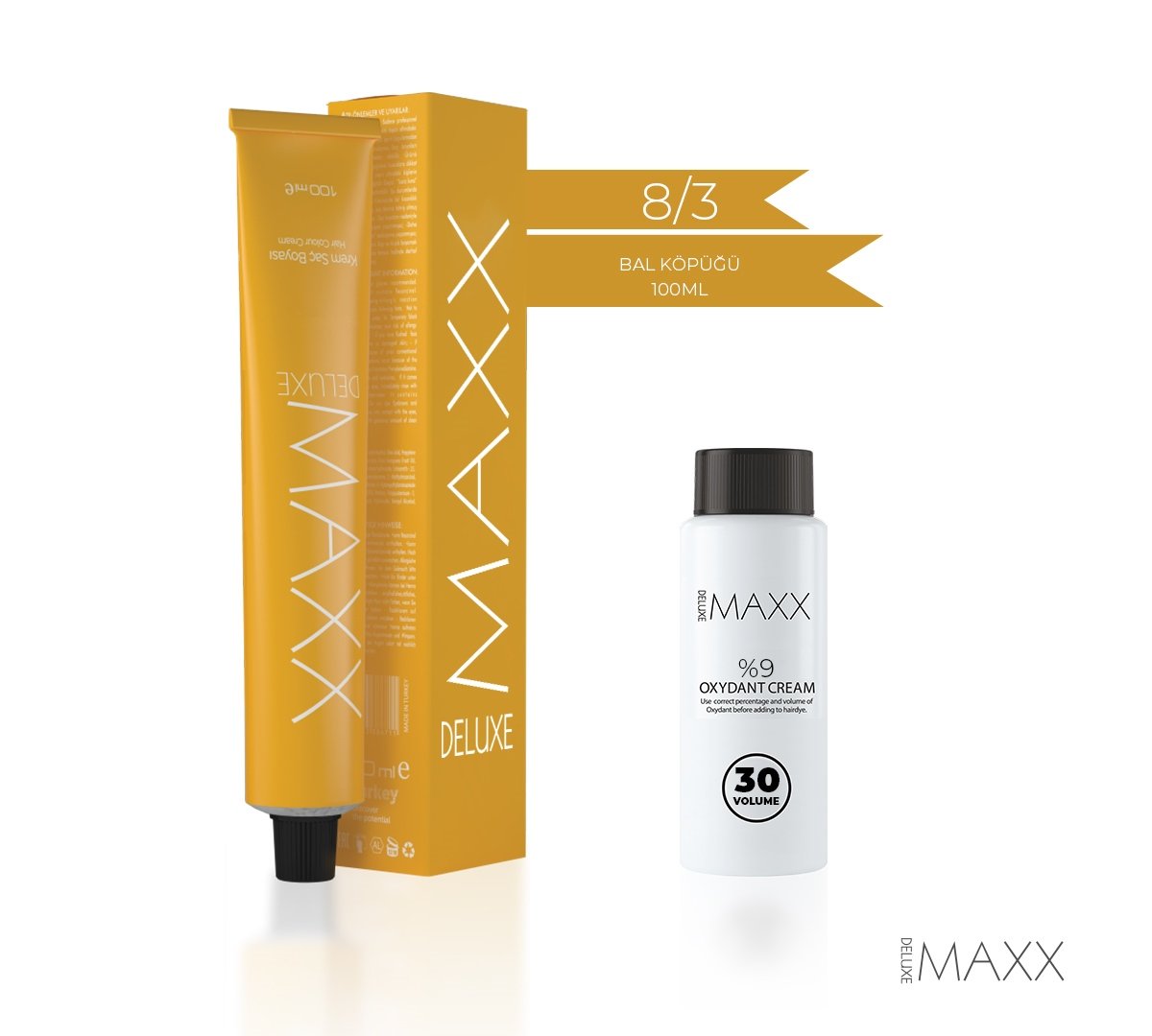 MAXX DELUXE  8.3  Bal Köpüğü Krem Tüp Boya -30 V Oksidan 100 ml