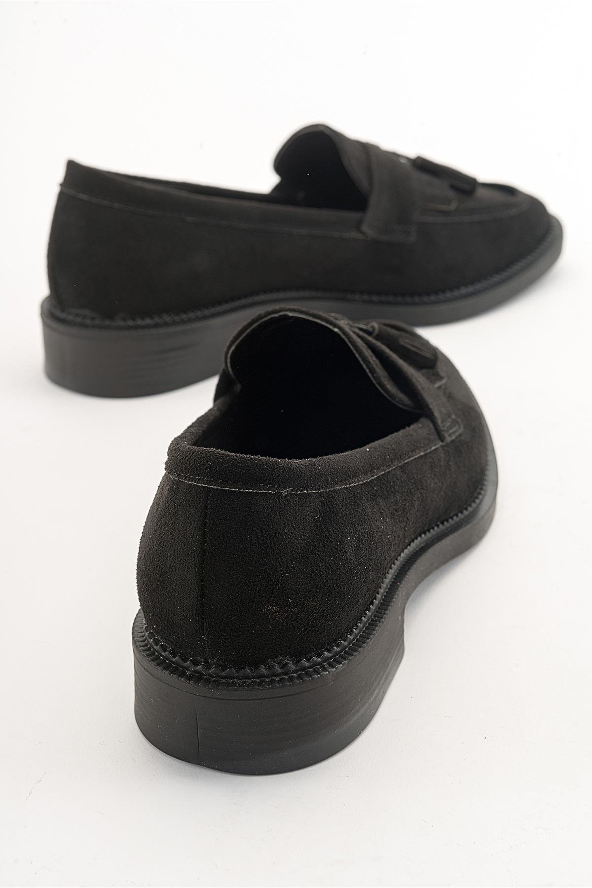 1-386K907-3-SIYAH SUETLİLY Siyah Süet Kadın Loafer