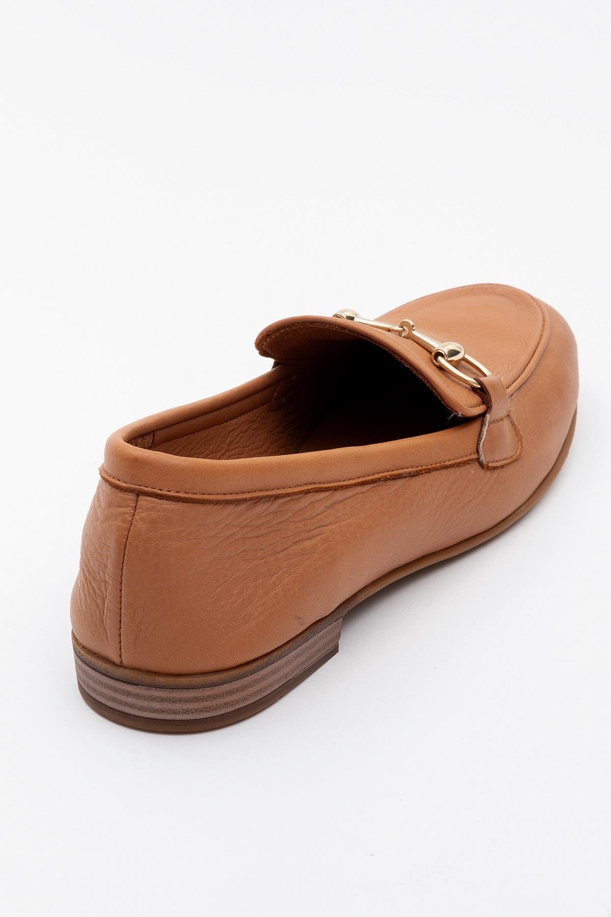 177-2056-7-TABA CILTTREXIE Taba Cilt Hakiki Deri Tokalı Kadın Loafer Ayakkabı