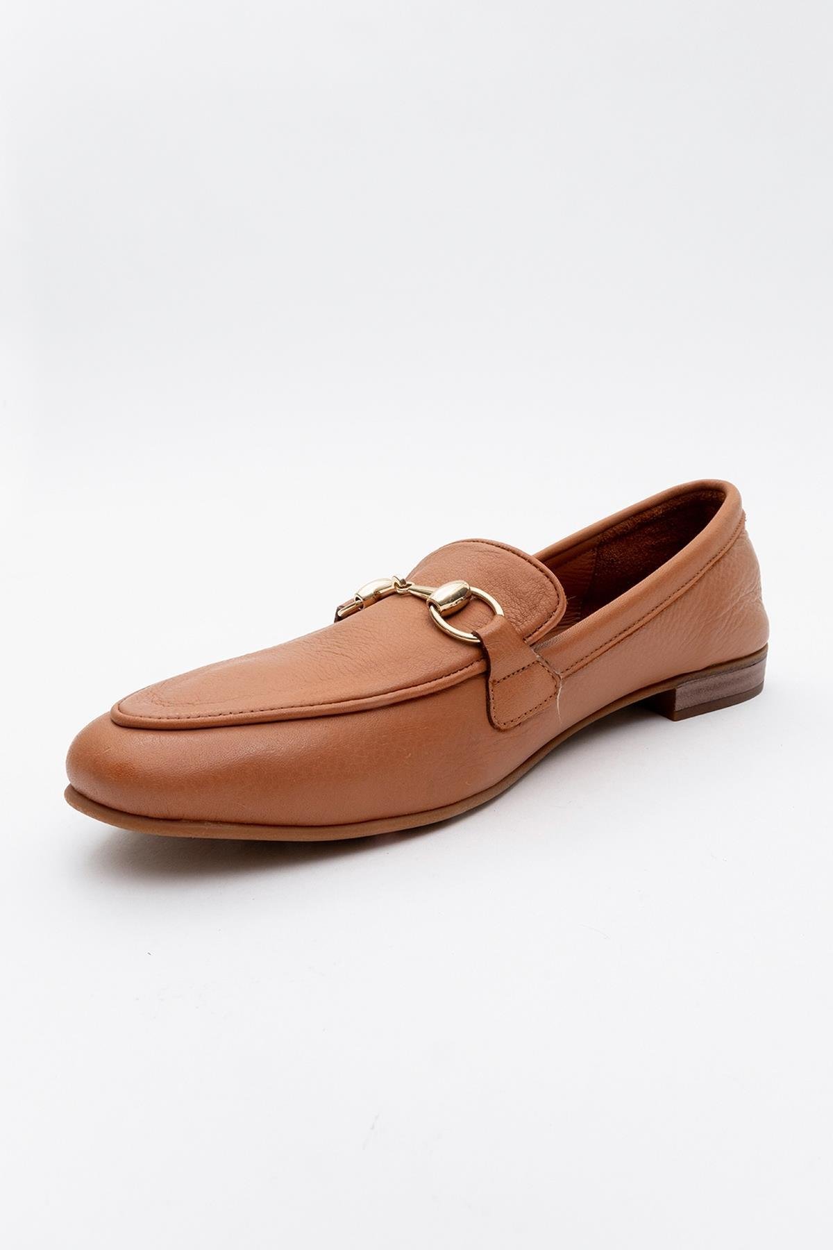 177-2056-7-TABA CILTTREXIE Taba Cilt Hakiki Deri Tokalı Kadın Loafer Ayakkabı