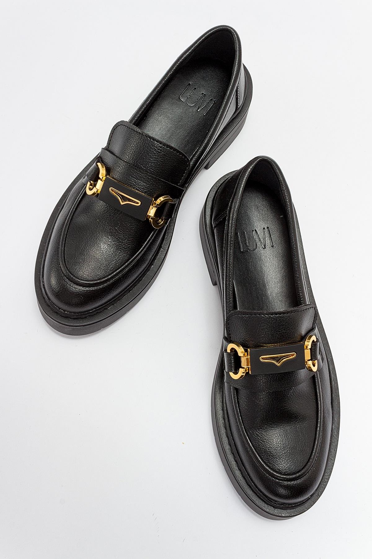 46-5003-5-SIYAH FLOTERUNTE Siyah Floter Kadın Loafer