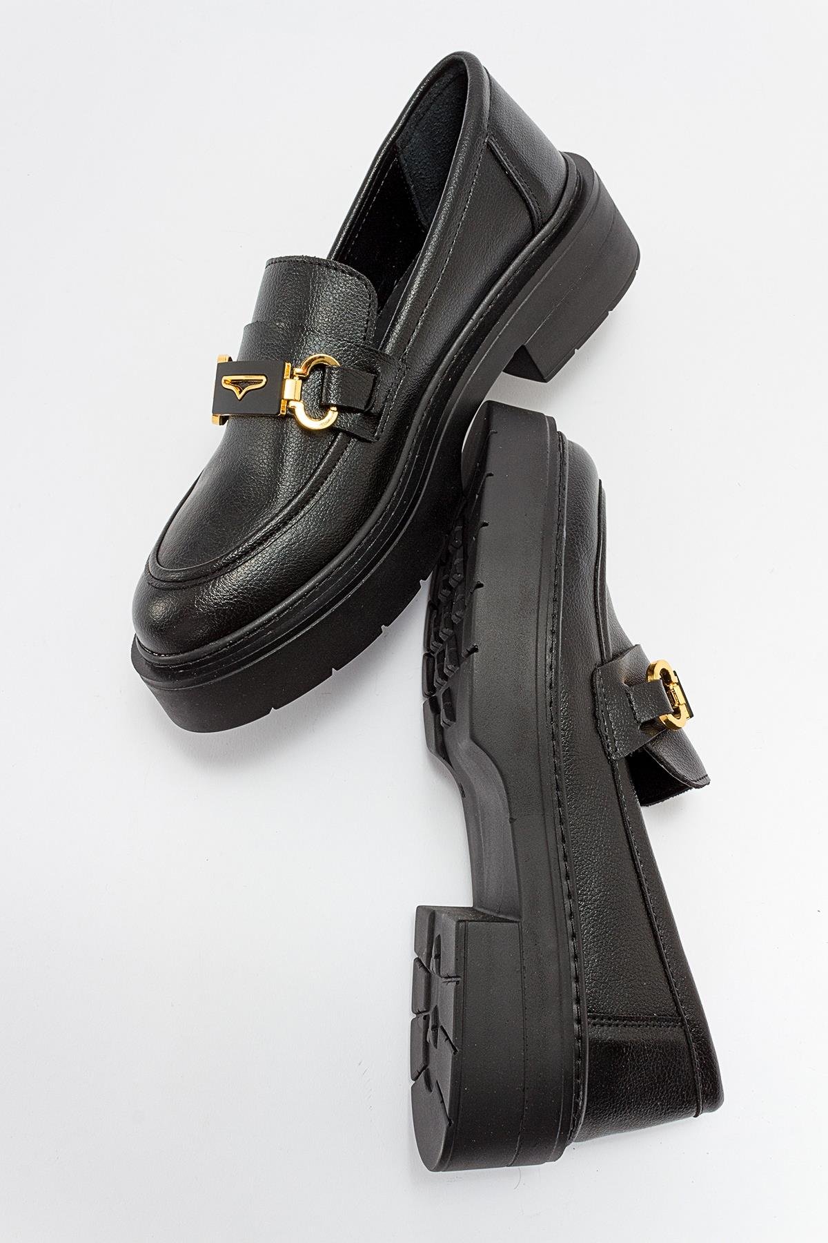 46-5003-5-SIYAH FLOTERUNTE Siyah Floter Kadın Loafer