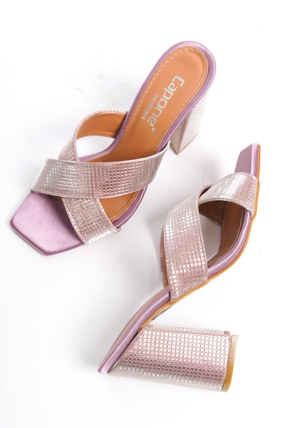 Capone 015 Block Heel Blunt Toe Women Rose Sandals