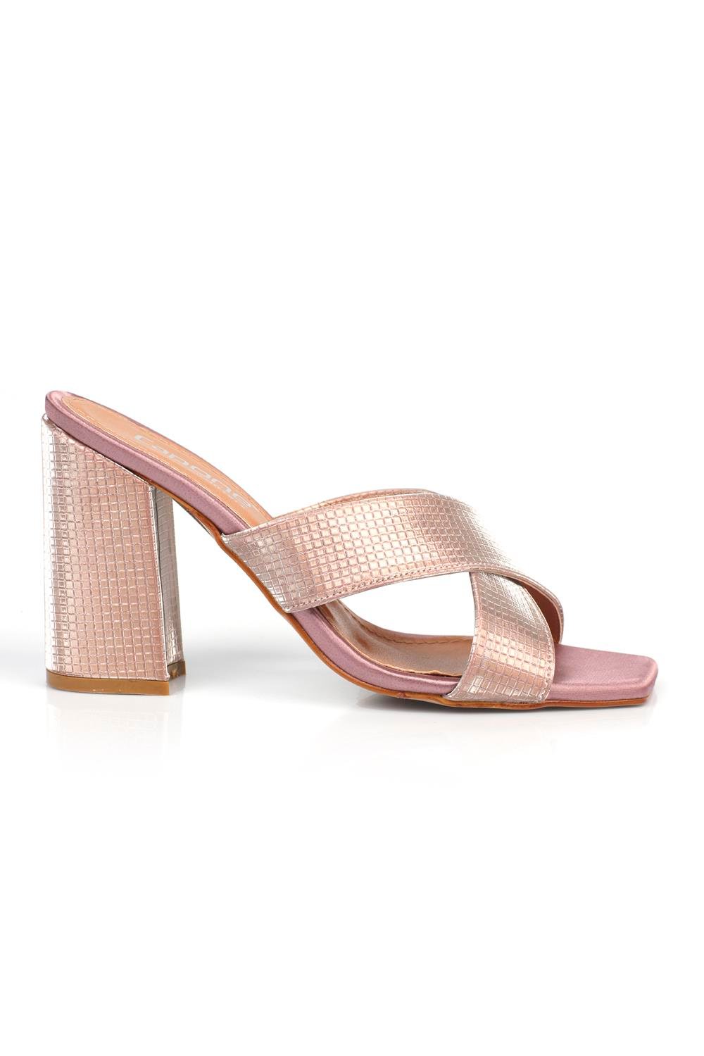 Capone 015 Block Heel Blunt Toe Women Rose Sandals