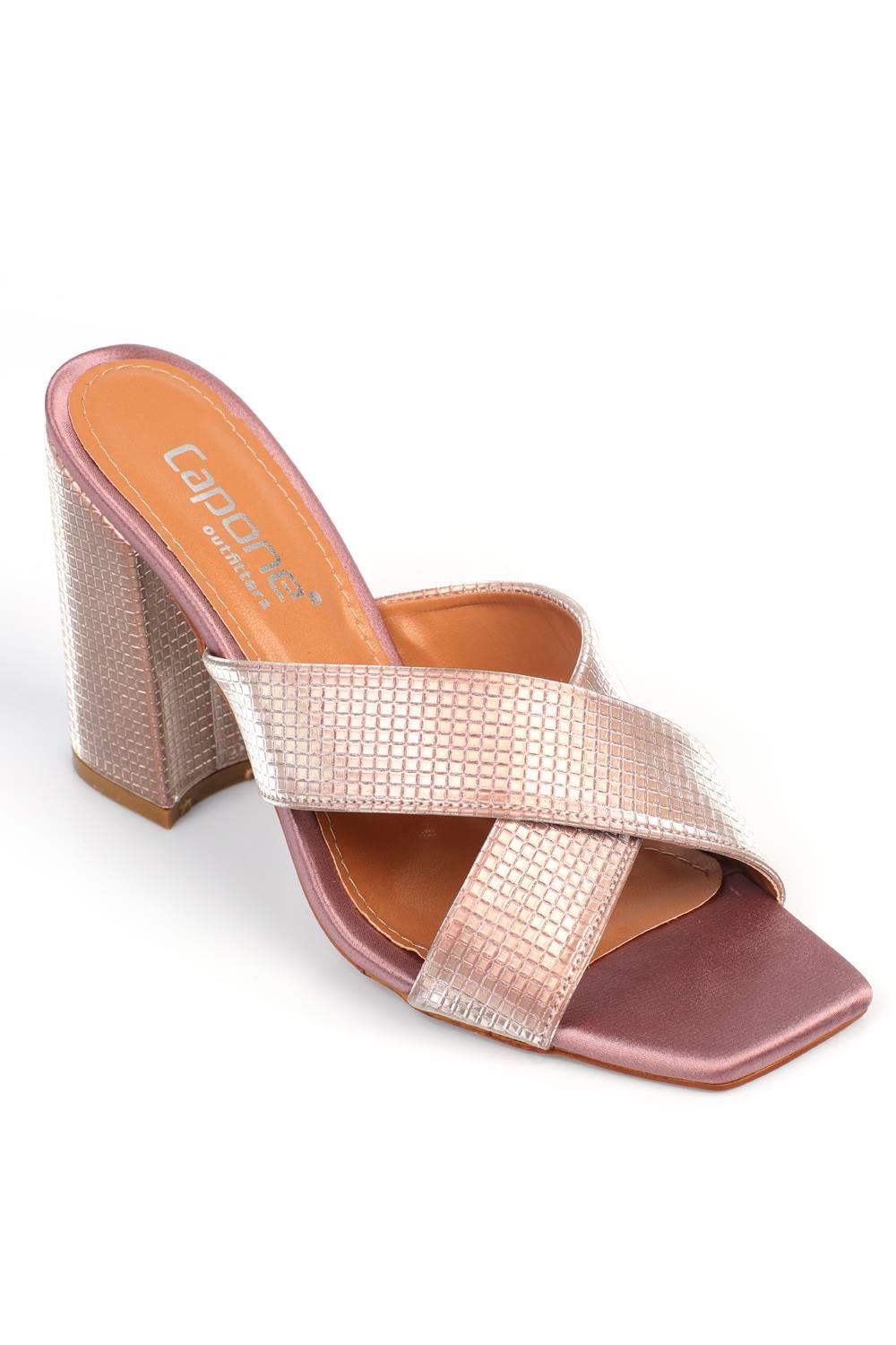 Capone 015 Block Heel Blunt Toe Women Rose Sandals