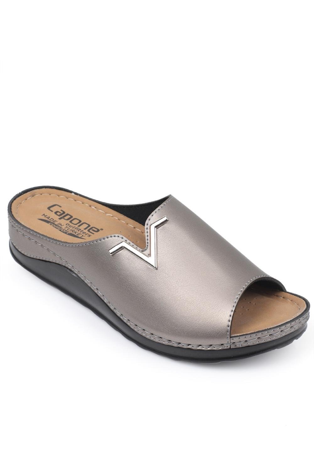 Capone 107012 Women Platinum Slide Comfort Anatomical Sandals