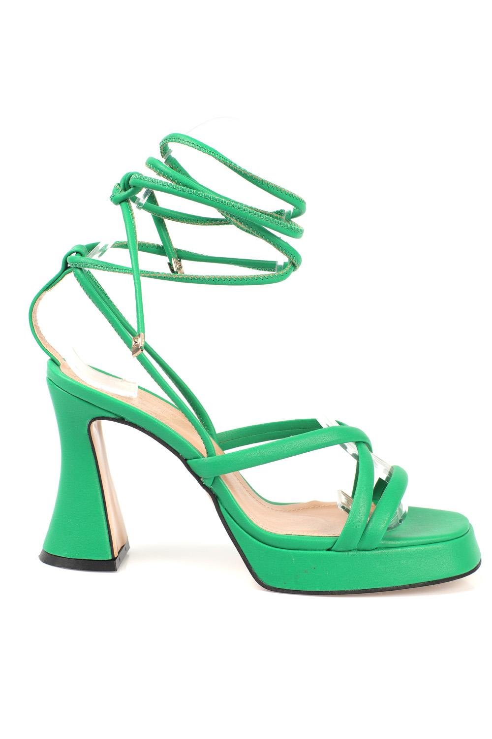Capone Blunt Toe Ankle Strap Lace Up Hourglass Heel Platform Woman Sandals