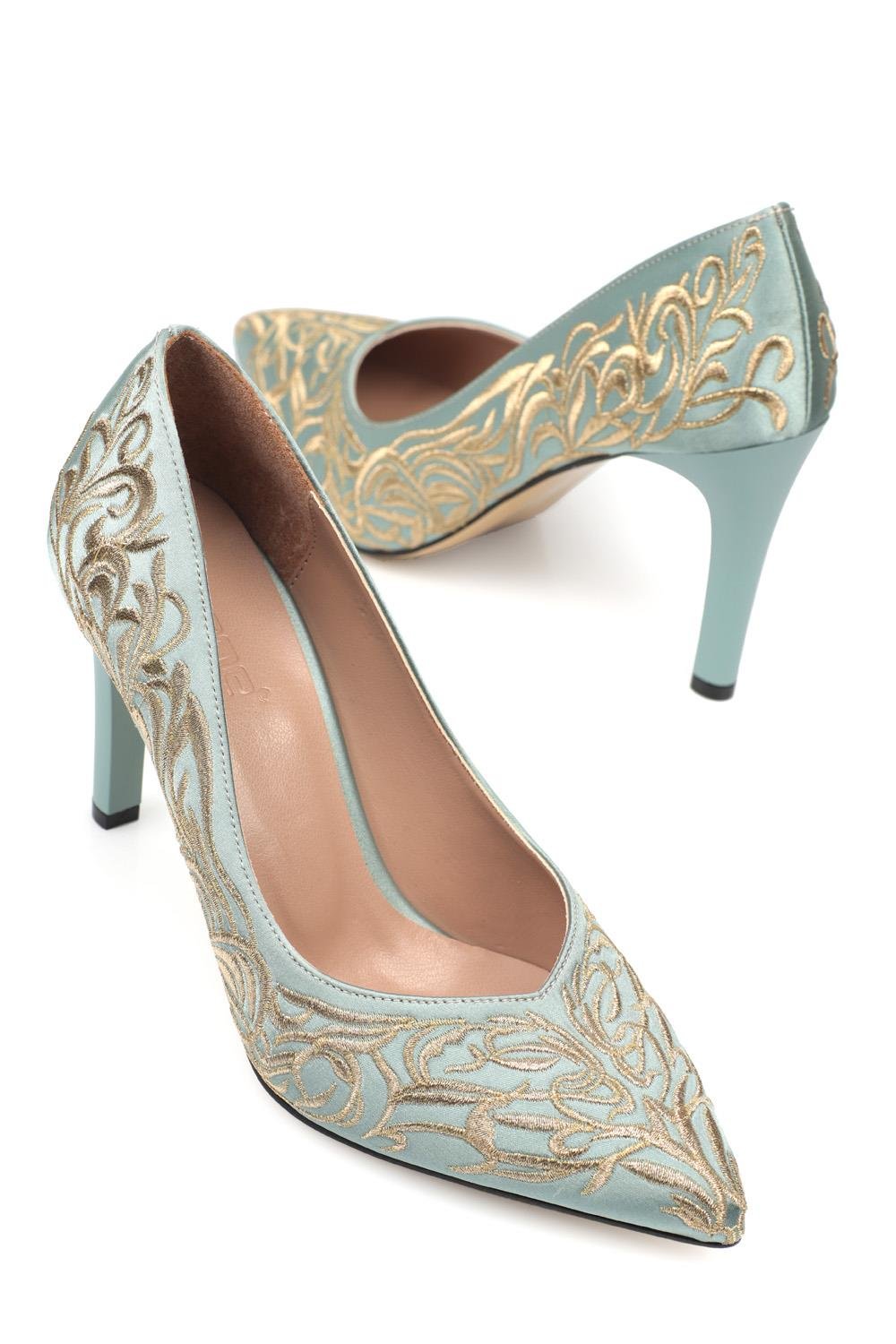 Capone Embroidered Satin Stiletto
