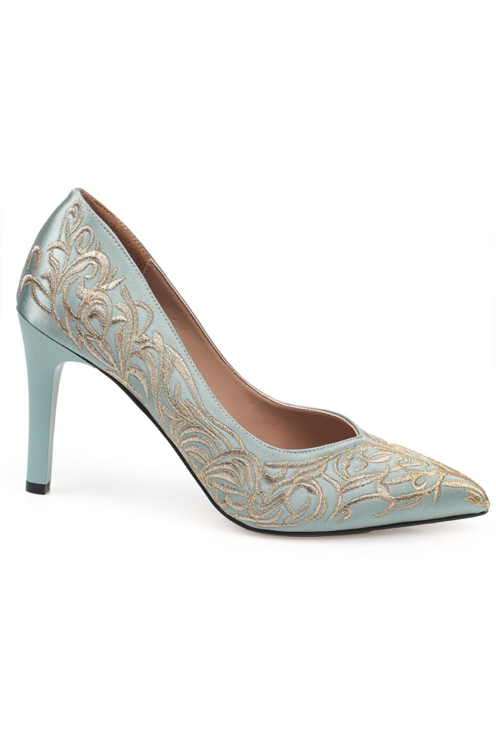Capone Embroidered Satin Stiletto