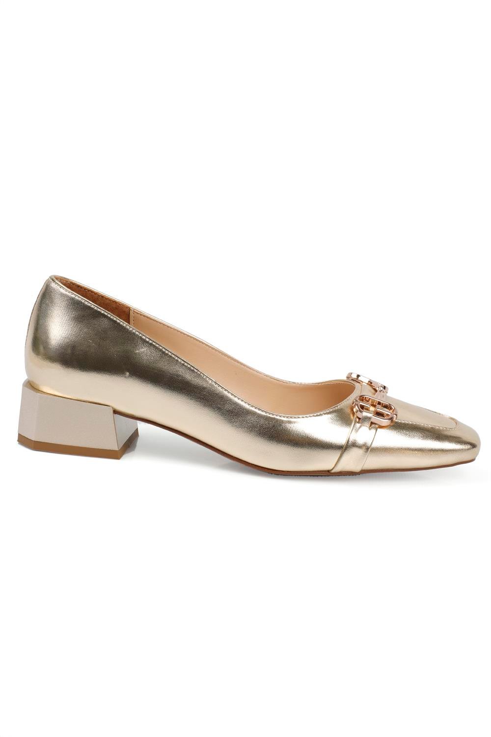 Capone Flat Toe Buckled Short Heel Woman Shoes