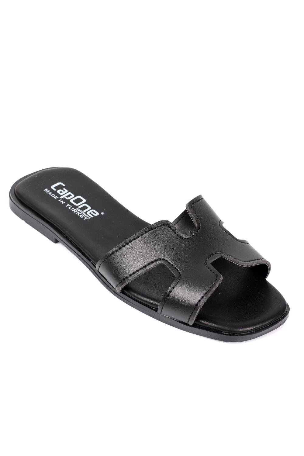 Capone Halsey Women Black Slide Flat Sandals