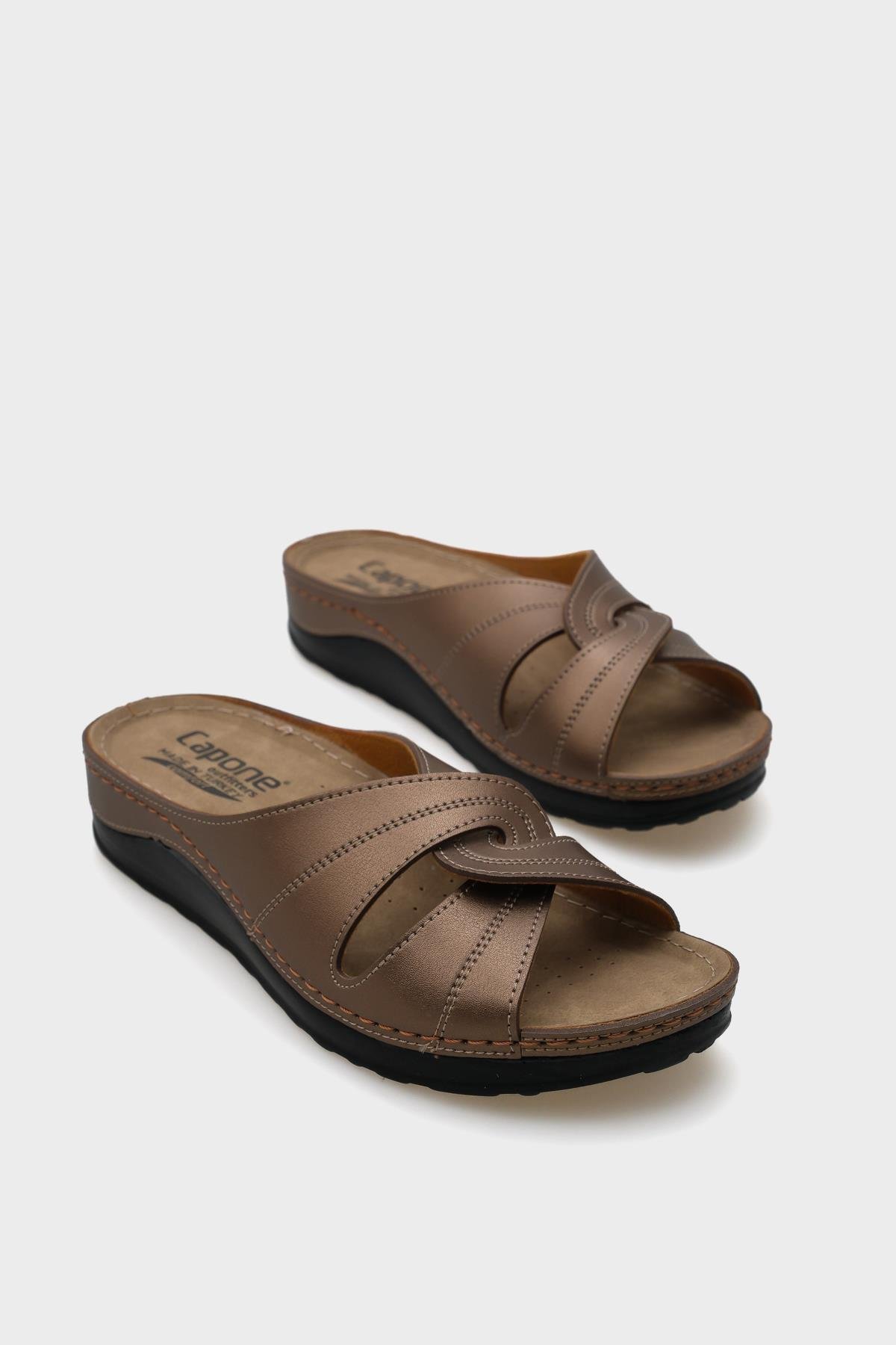 Capone Janel 107090 Women Copper Slingback Comfort Anatomical Sandals