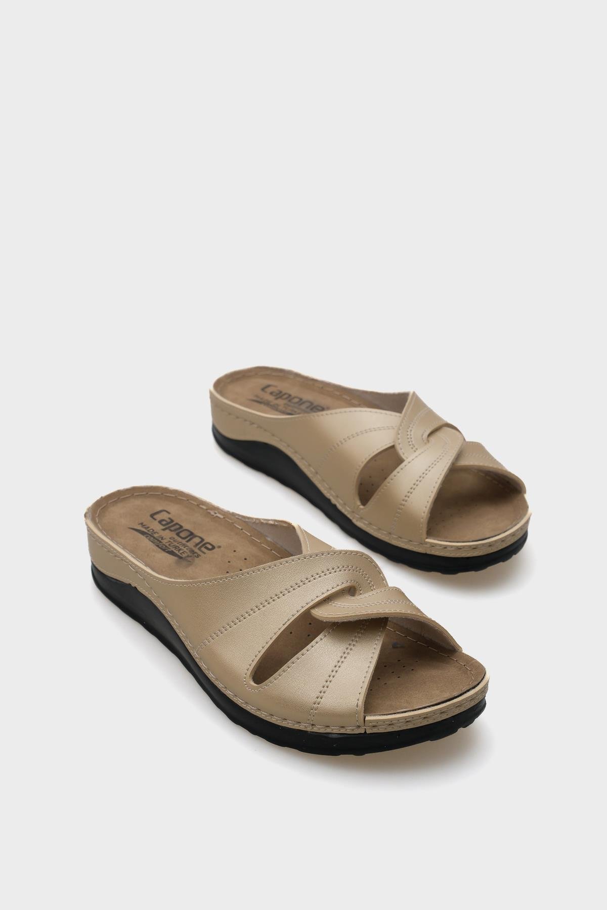 Capone Janel 107090 Women Gold Slingback Comfort Anatomical Sandals