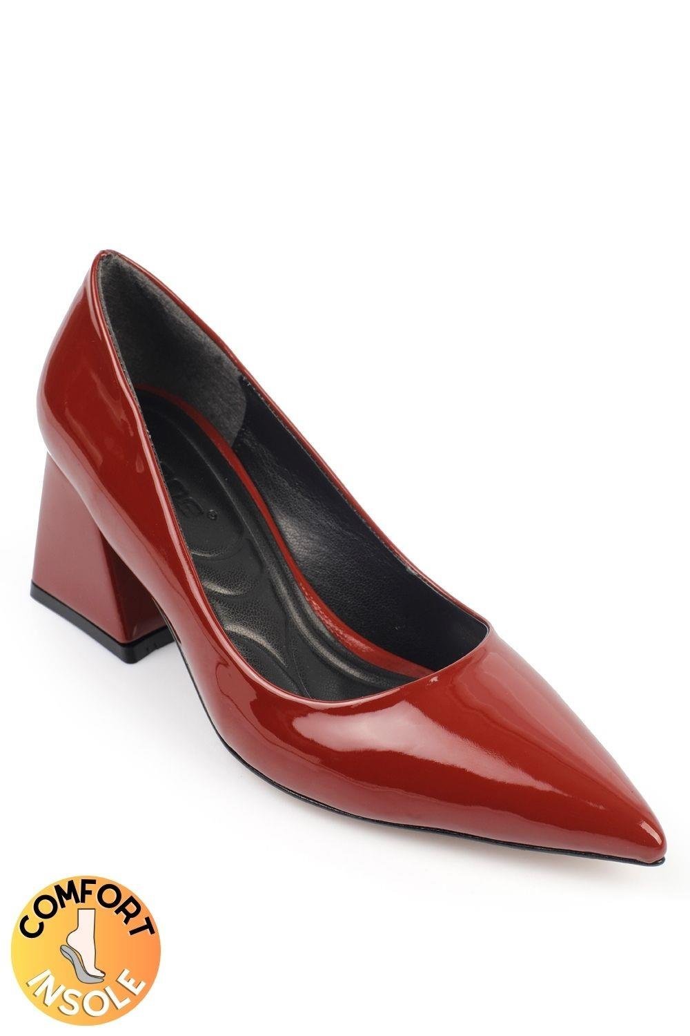 Capone Mid Heel Soft Padded Insole Women Burgundy Shoes