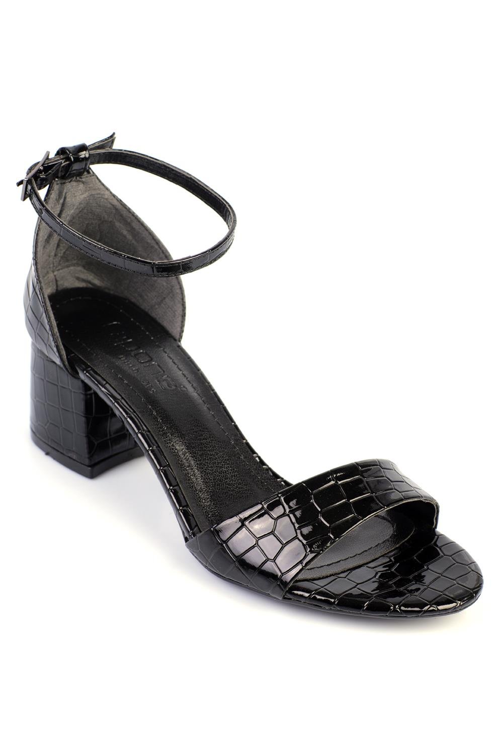 Capone Outfitters S113 Women Patent Croco Black Sandal