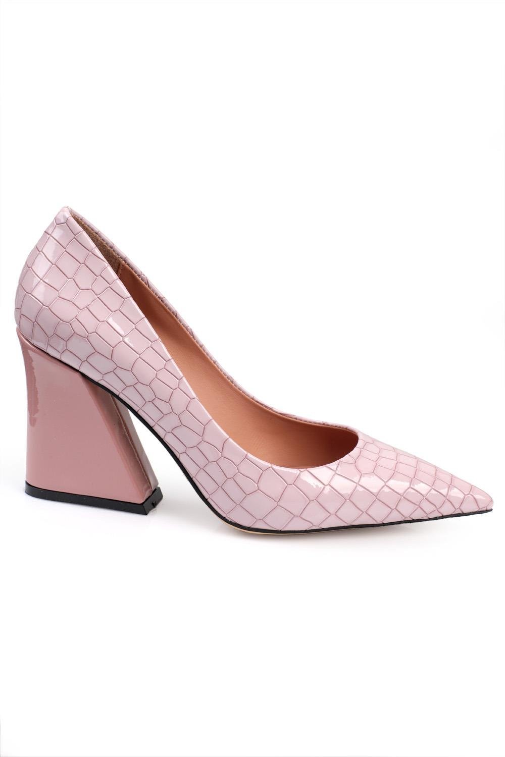 Capone Pointed Toe Block High Heel Women Lilac Shoes