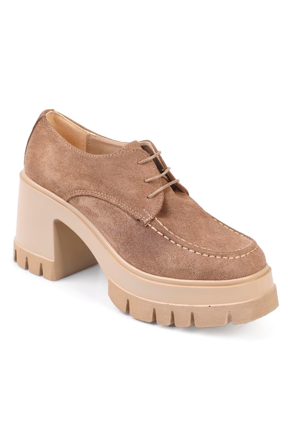Capone Round Toe Laced Mid Heel Woman Loafer