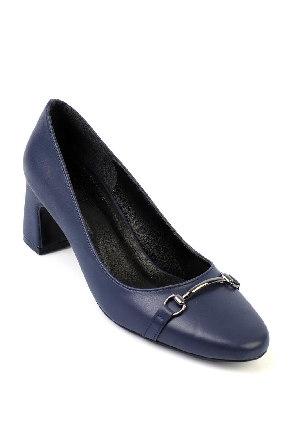 Capone Round-Toe Mid-Heeled Metal Accessorized Women  Shoes