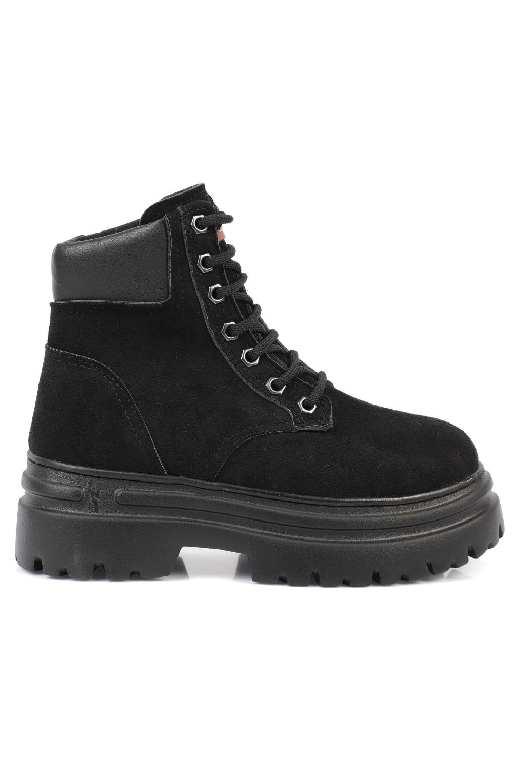 Capone Round Toe Track Sole Laced Woman Boots