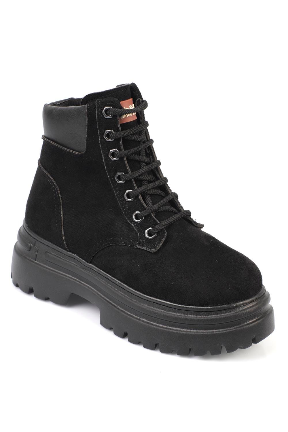 Capone Round Toe Track Sole Laced Woman Boots
