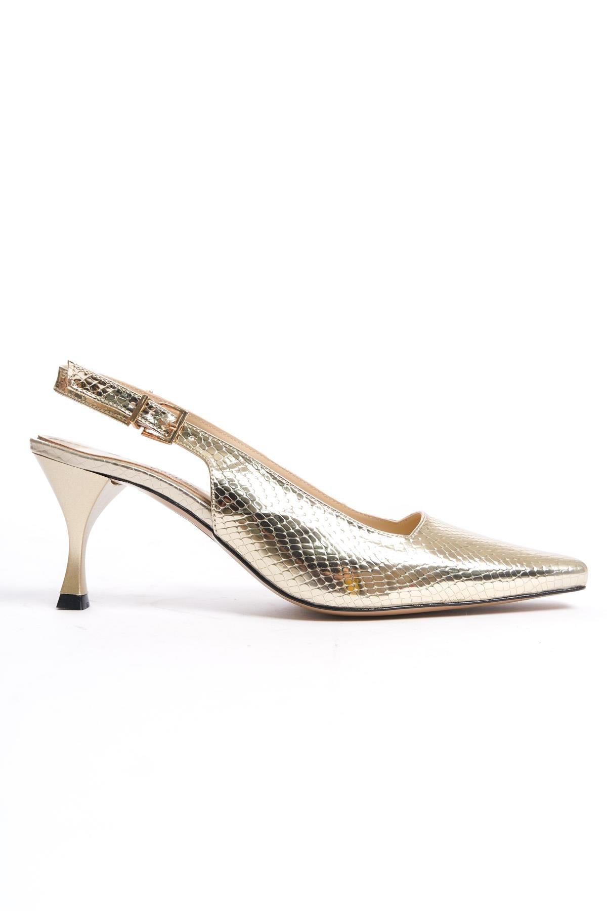 Capone Slingback Mid Heel Soft Padded Insole Women Gold Shoes