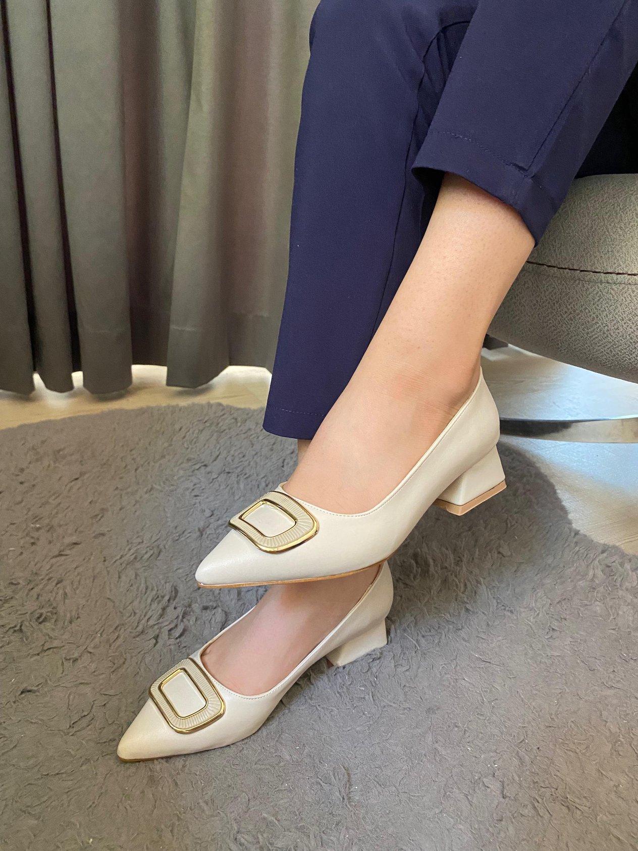 Kadın Pita Tokalı  Stiletto Alcak Ökçe Abiye Ayakkabı