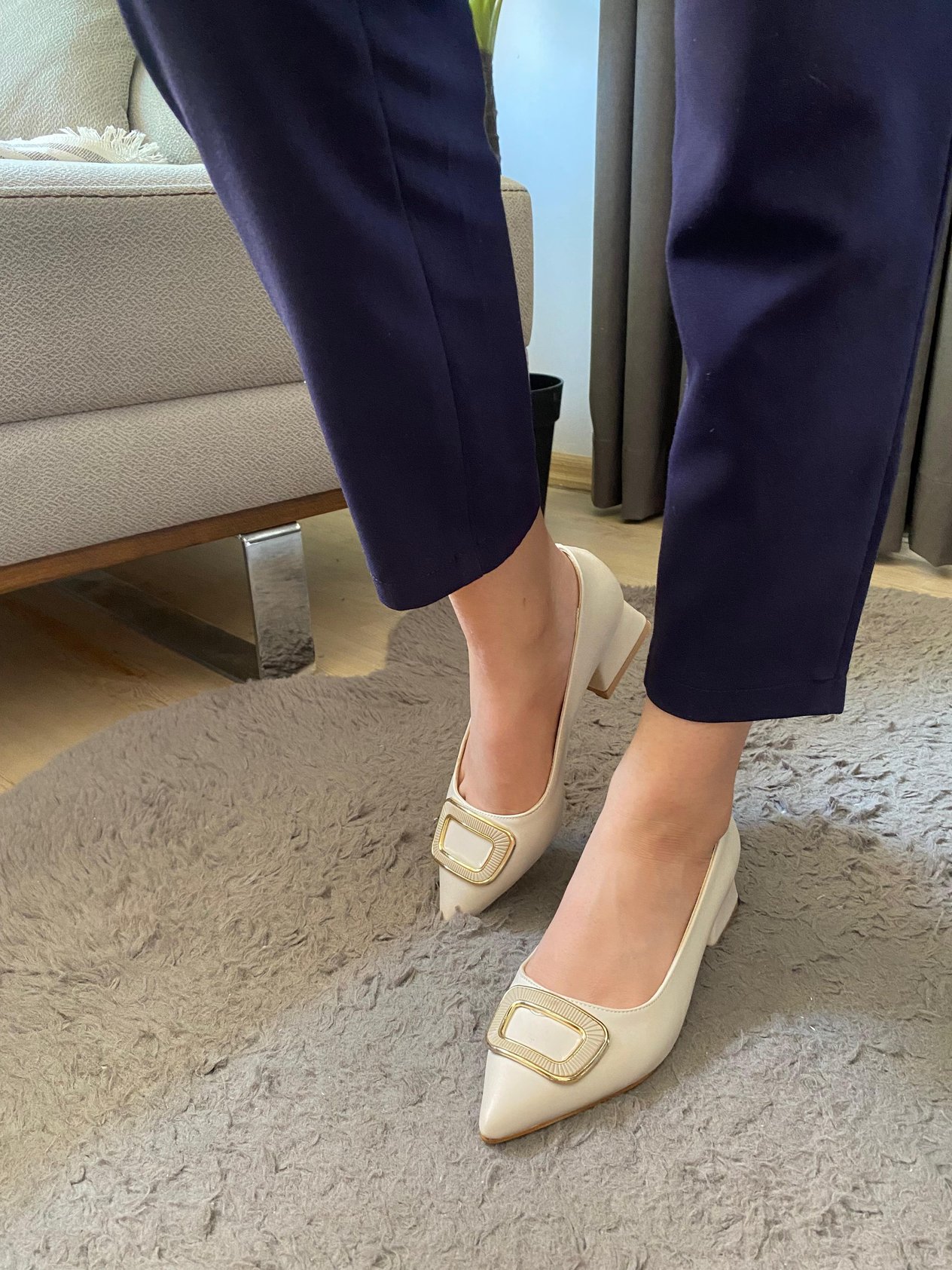 Kadın Pita Tokalı  Stiletto Alcak Ökçe Abiye Ayakkabı