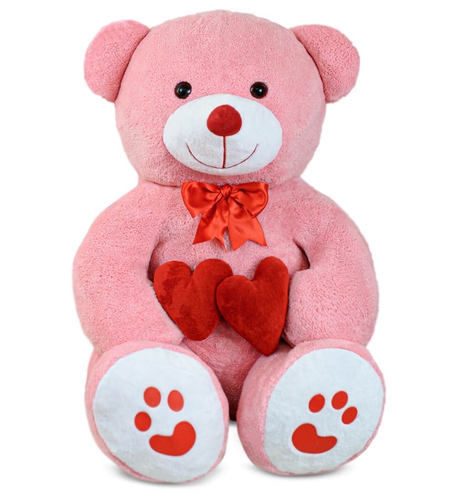 100 cm großer Plüschbär mit Doppelherz und My Love-Halskette als Geschenk