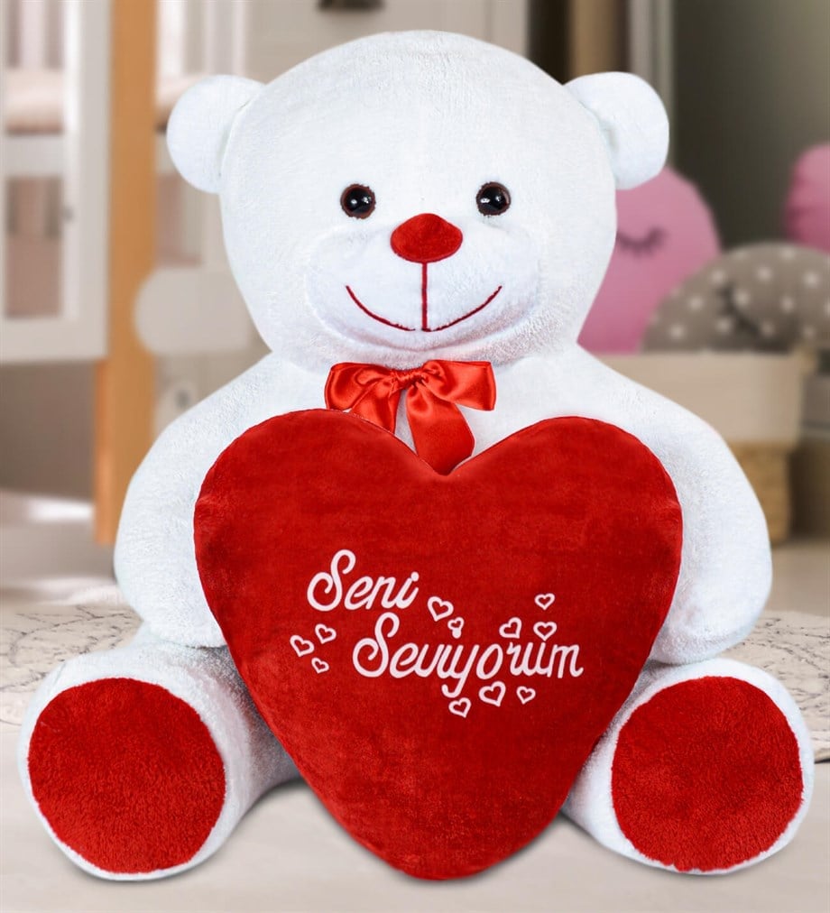 100 cm großer Teddybär „Ich liebe dich“ mit Herz