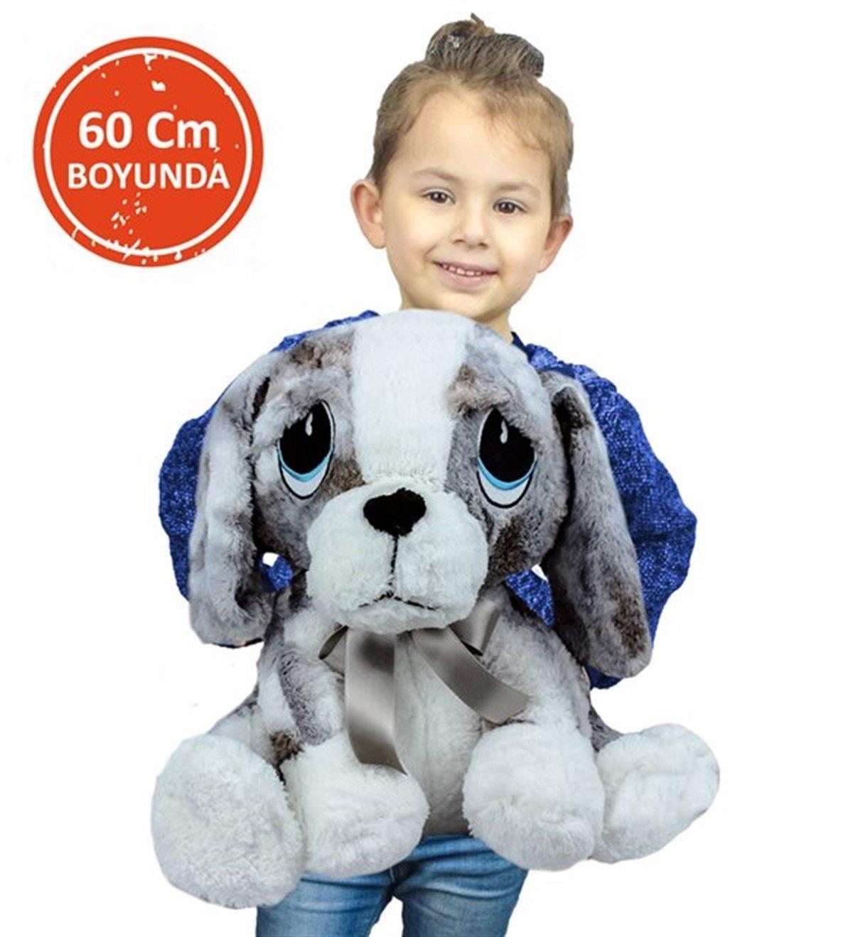 60 cm süßer trauriger Hund grau gemustert Özgüner Oyuncak
