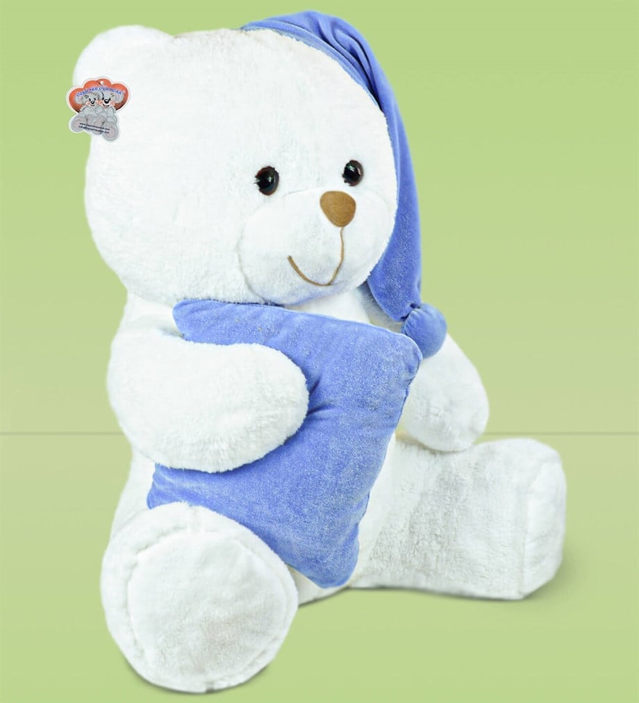 80 cm Mavi Yastıklı Uyku Arkadaşı Peluş Ayıcık Fiyatı