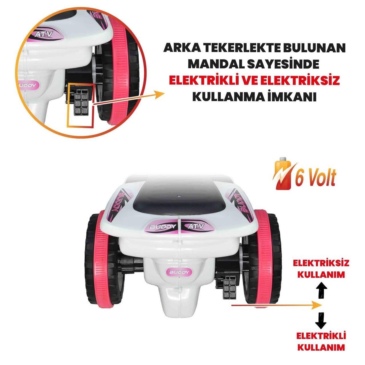 Akülü ATV Tren Müzikli ve Led Işıklı 6V Buddy Özgüner Oyuncak
