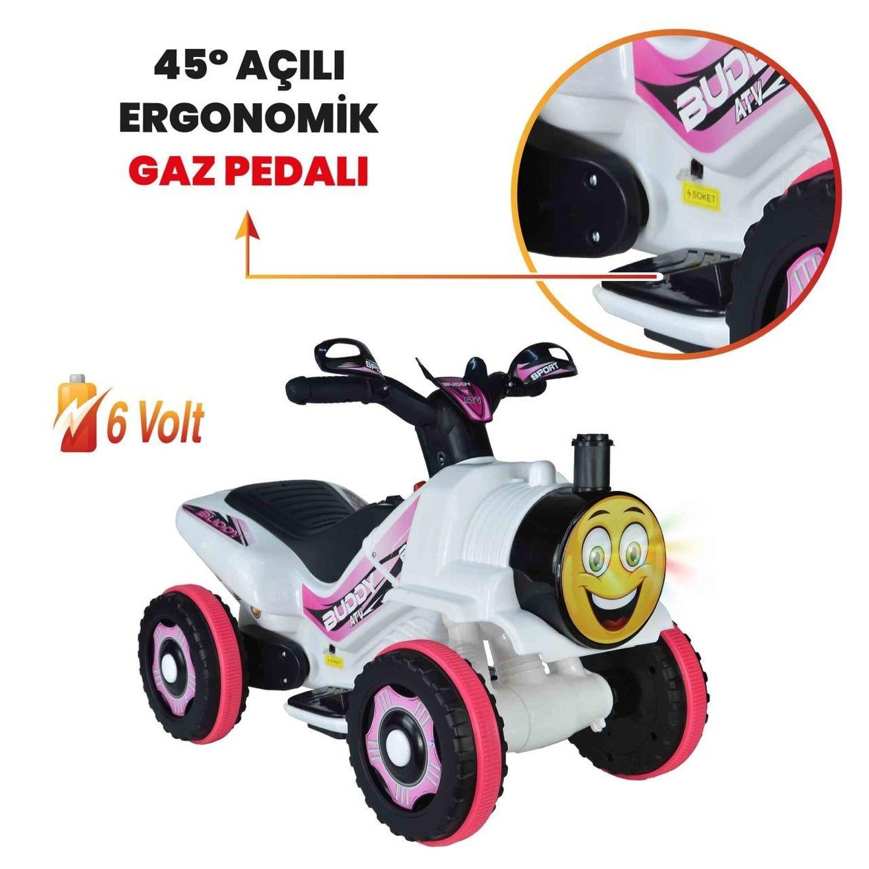 Akülü ATV Tren Müzikli ve Led Işıklı 6V Buddy Özgüner Oyuncak