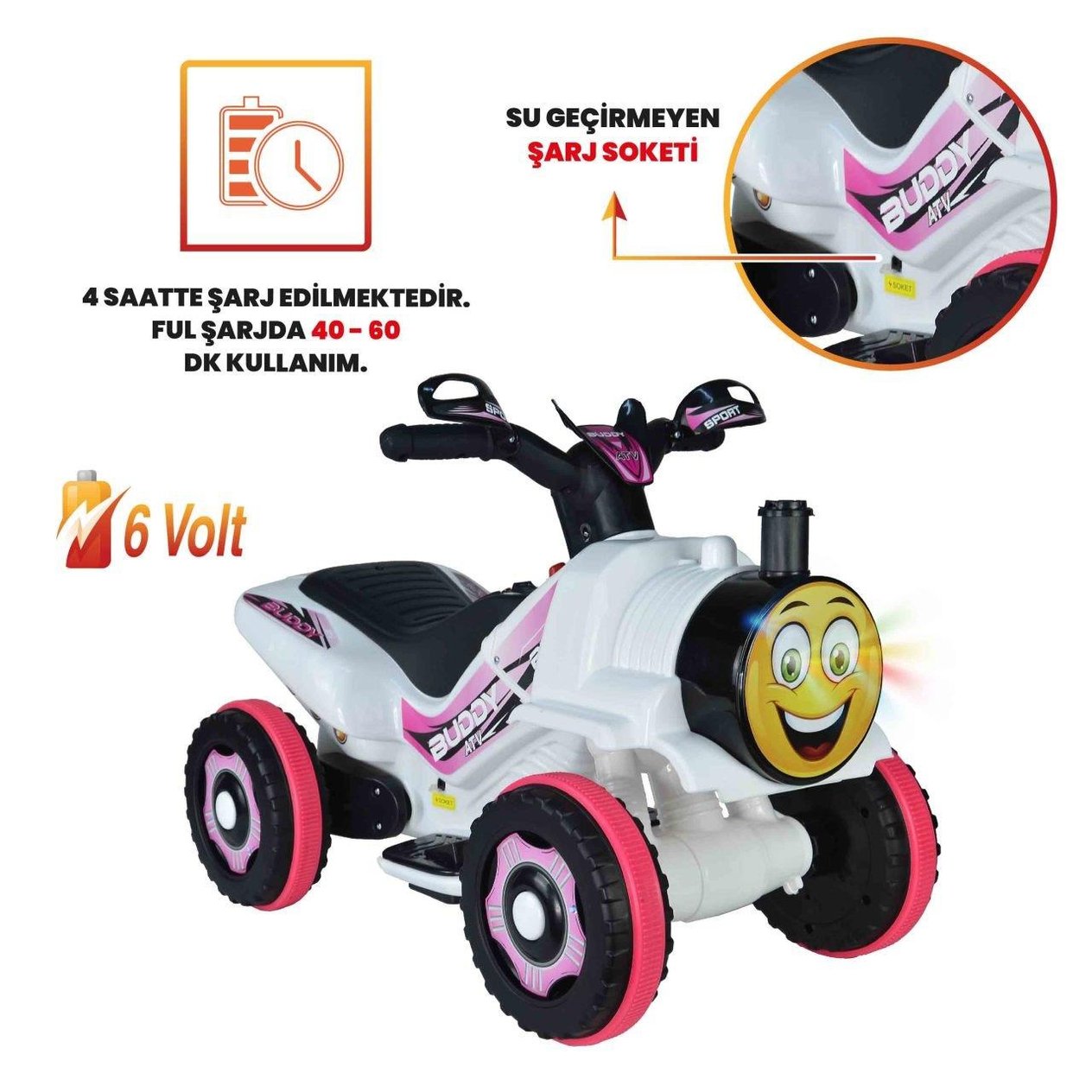 Akülü ATV Tren Müzikli ve Led Işıklı 6V Buddy Özgüner Oyuncak