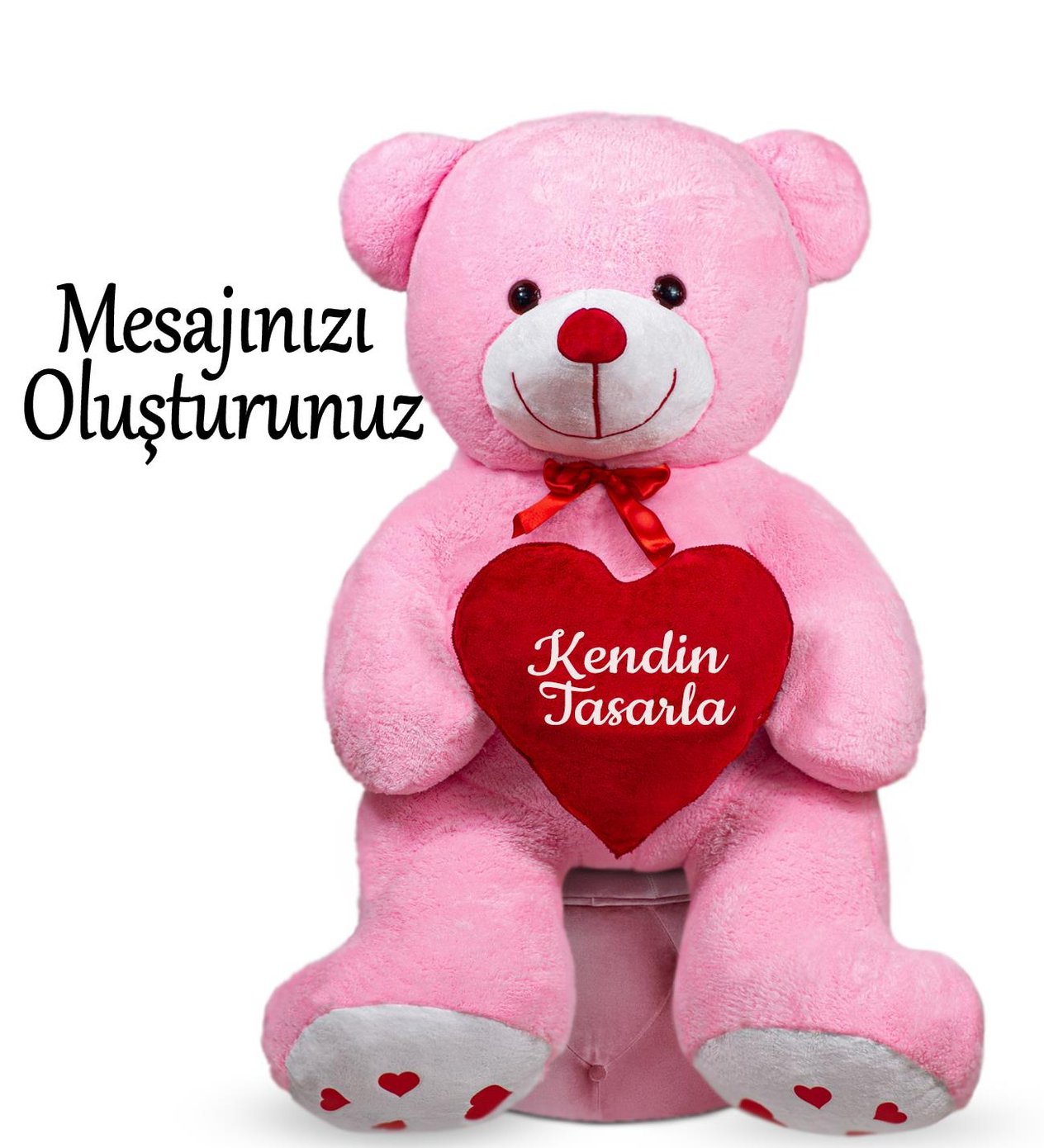 Kişiye Özel 140 cm Kalpli Ayıcık Bobo Özgüner Oyuncak