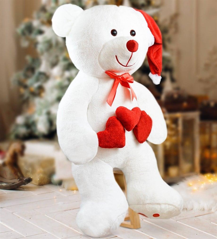 Yılbaşı Özel 120 cm 3 kalpli Noel Ayıcığı Özgüner Oyuncak