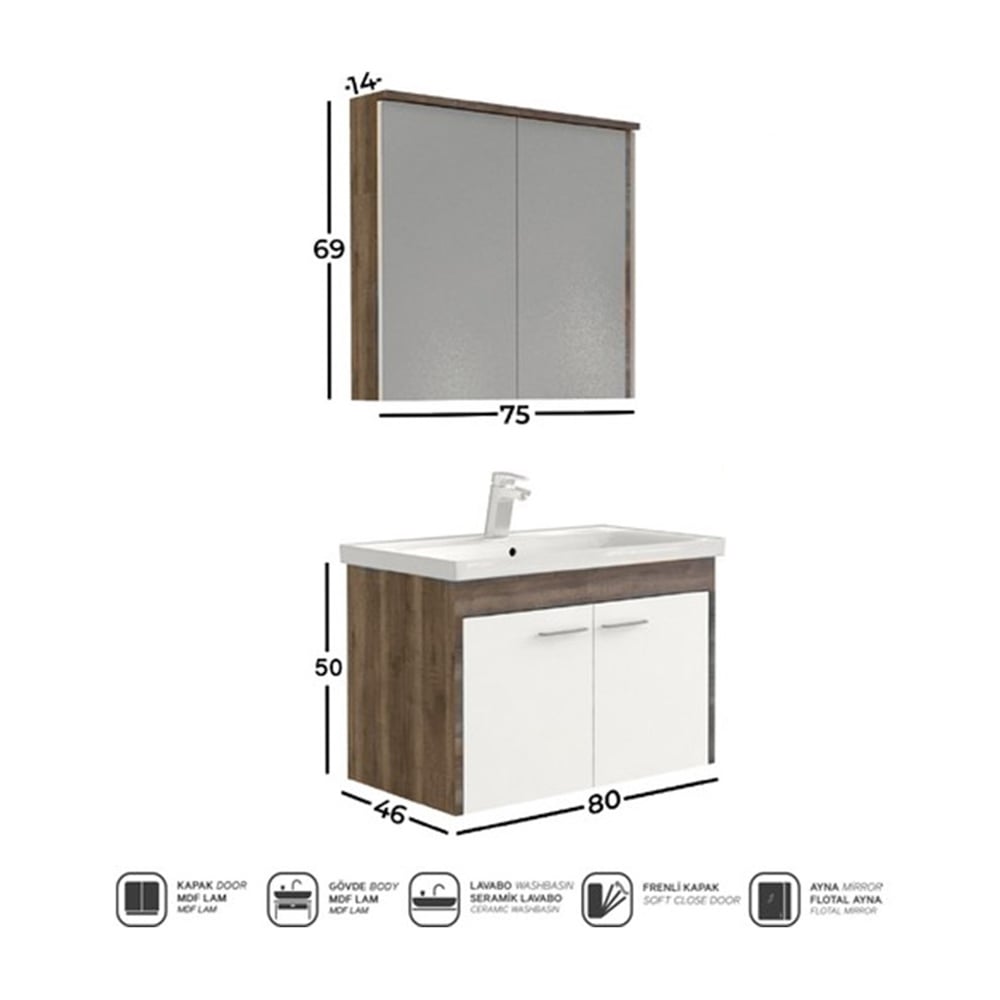 BelinzaRiver 65 cm Banyo Dolabı