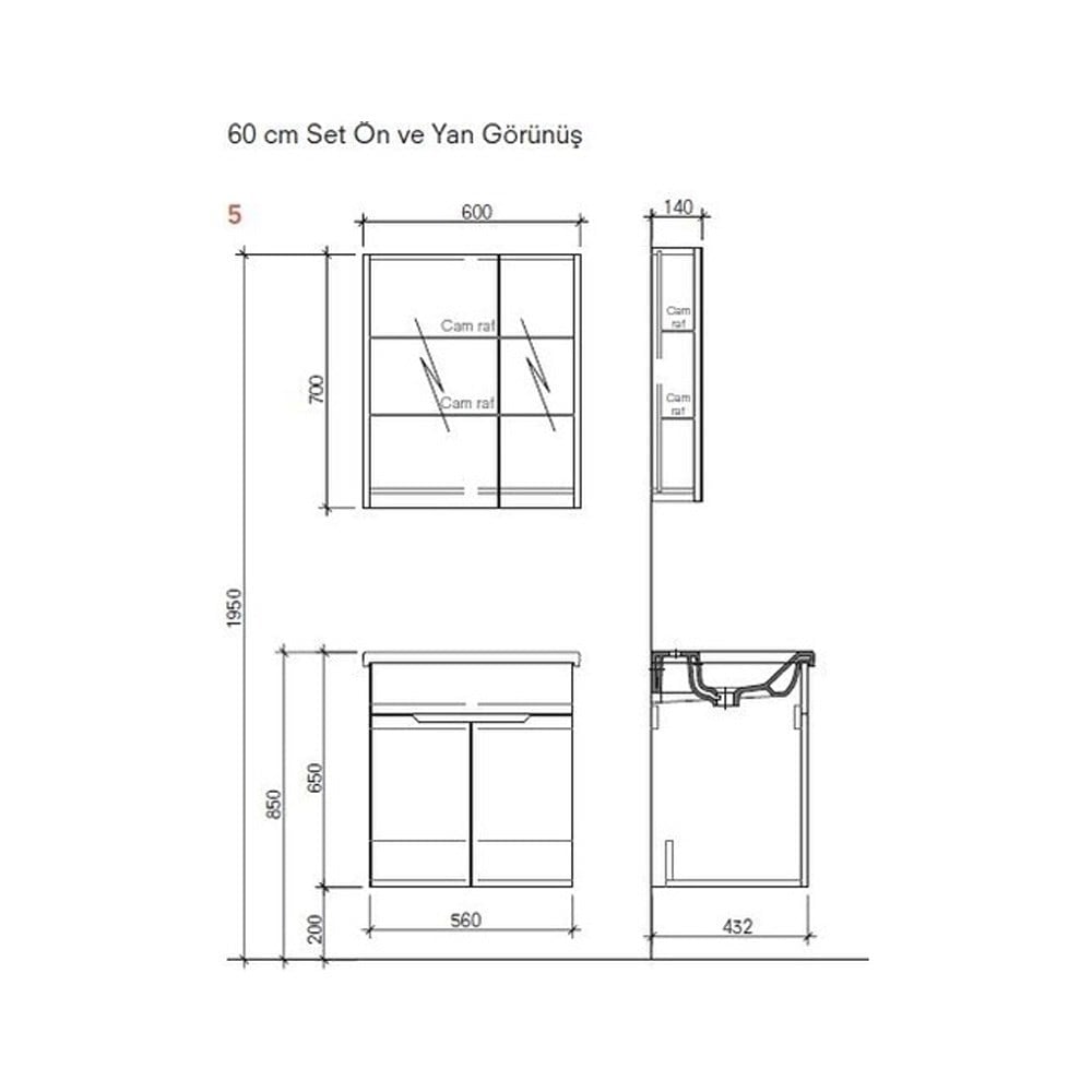 Kale60cm Stora İtalyan Ceviz Banyo Dolabı