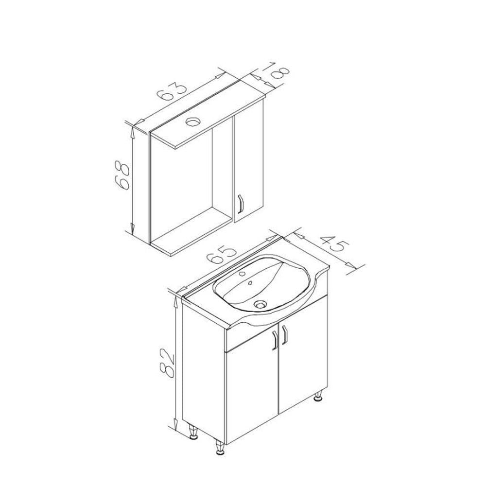 OrkaDuru 65 cm Ayaklı Banyo Dolabı
