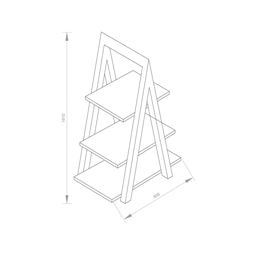 Pure ConceptA Tipi 3 Rafli Metal Ahşap Raf Ünitesi