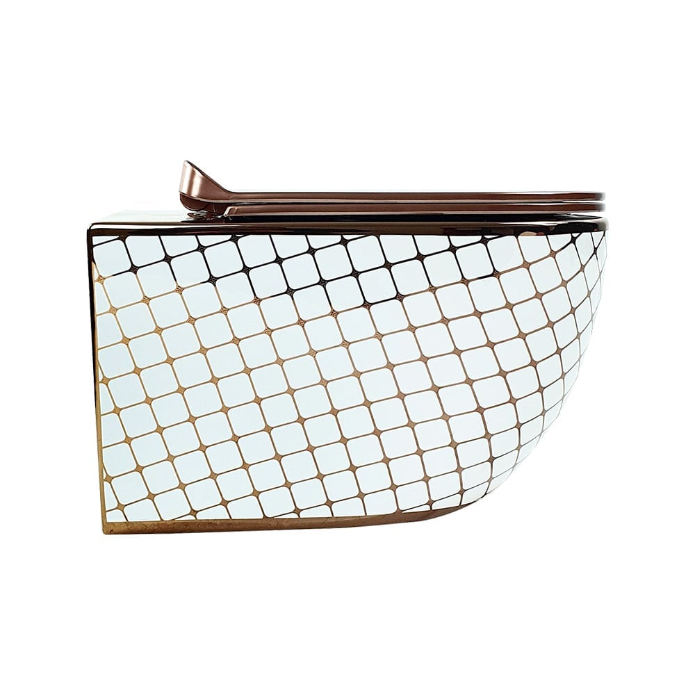 Pure ConceptGeometrik Bronz Beyaz 53 cm Kanalsız Asma Klozet
