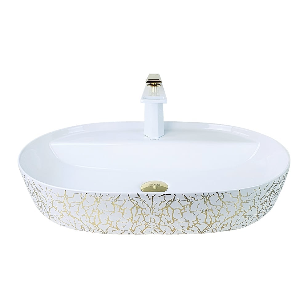 Pure ConceptMarble Beyaz Altın Tezgah Üstü Çanak Lavabo