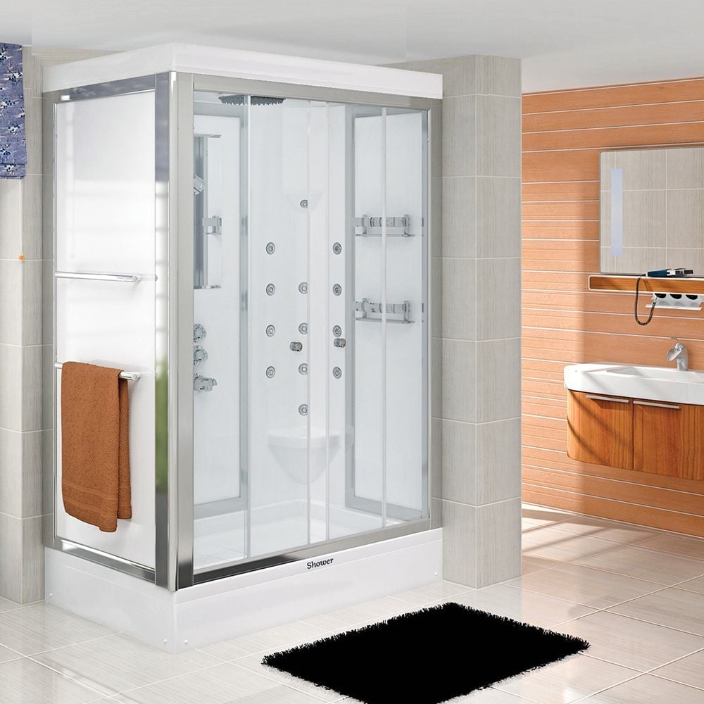 Shower100x150 Flora Dikdörtgen Tekneli Kompakt Duş Sistemi