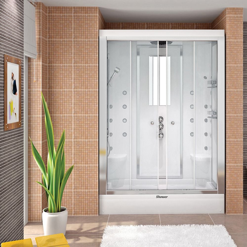 Shower100x160 Freja İki Duvar Arası Tekneli Kompakt Duş Sistemi