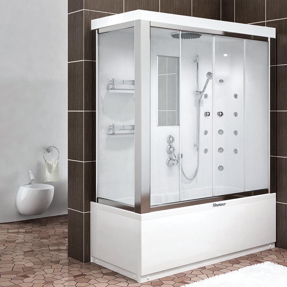 Shower120x170 Elias Dikdörtgen Küvet Üstü Kompakt Duş Sistemi