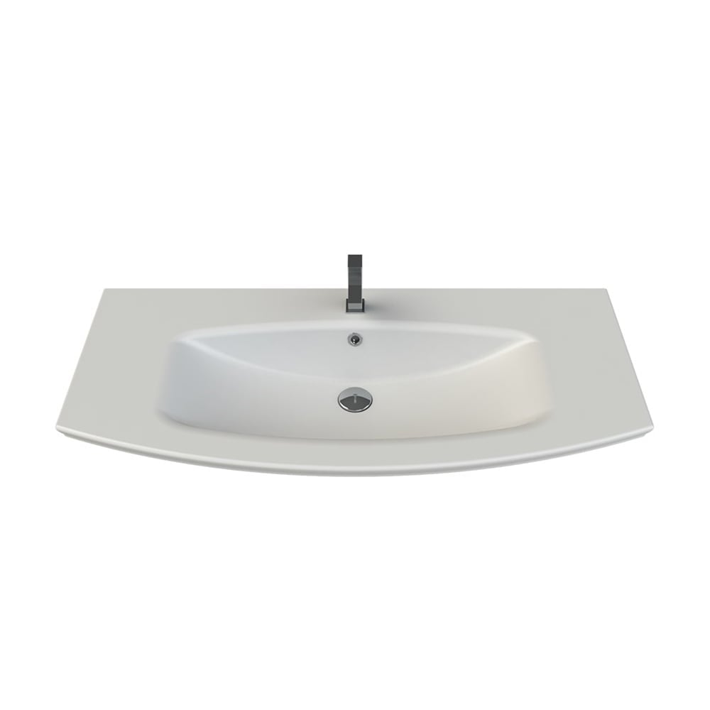 TurkuazCeraStyle Plus 110 cm Beyaz Etajerli Lavabo