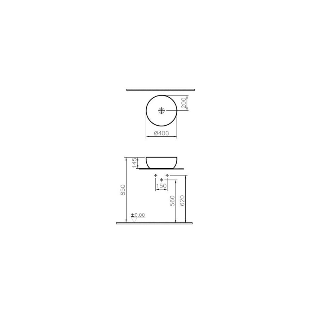 VitraOutline 40 cm Yuvarlak Çanak Lavabo Mat Siyah