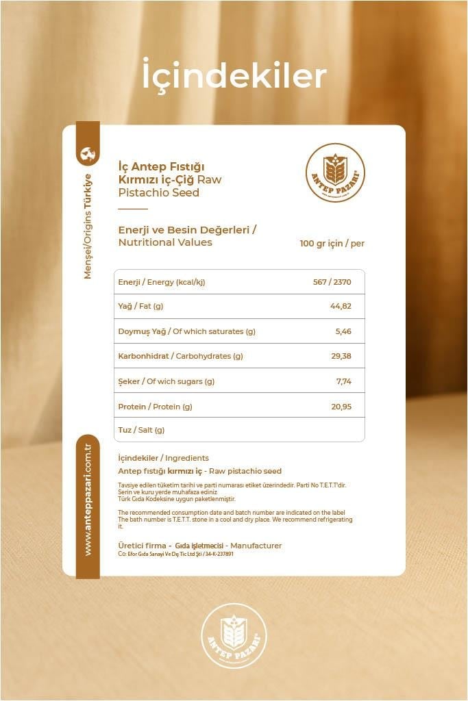 Antep Fıstık Kırmızı İç