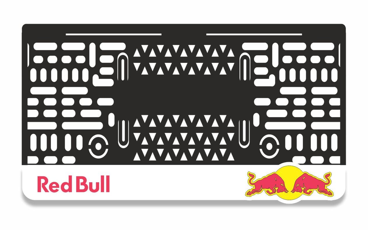 Redbull Beyaz 3D Lazer Kesim Takmatik Motor PlakalıkMotor Plakalık