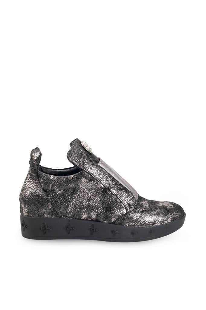 Arya E. Siyah Platin Alaca Deri Kadın Sneakers